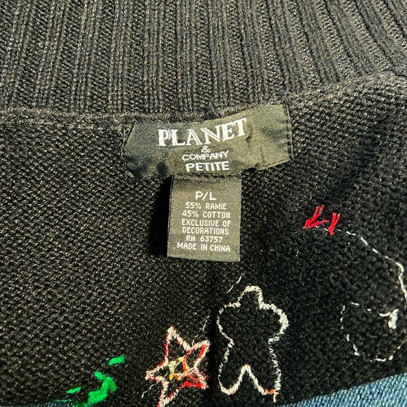 Planet & Co. Petite Knit Holiday Christmas Sweater Vest Zip Vintage Ladies Large - Picture 7 of 10